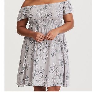 Torrid Sz 0 Smocked Off the Shoulder Floral Dress